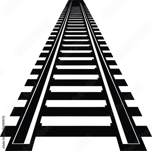 Train Tracks Stretching Set of Silhouette Vector, direction, shape, engineering, railways, map, scenery, style, connection