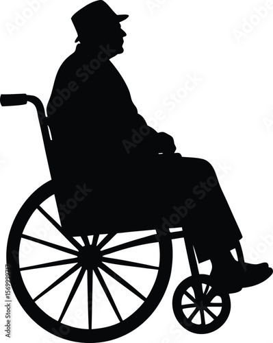 Silhouette of an Elderly Person Sitting in a Wheelchair,silhouette of a man in wheelchair