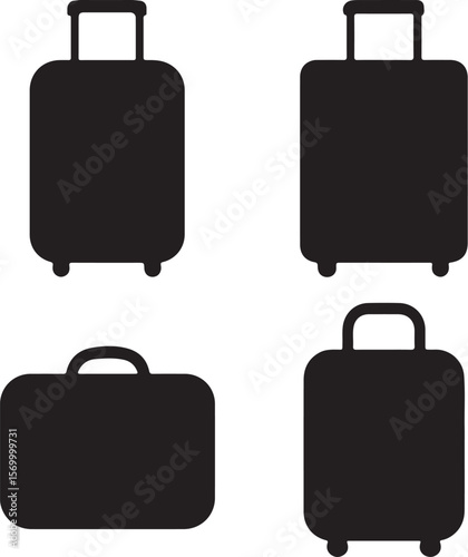 Black Suitcase Silhouettes: Luggage Icons for Travel and Packing