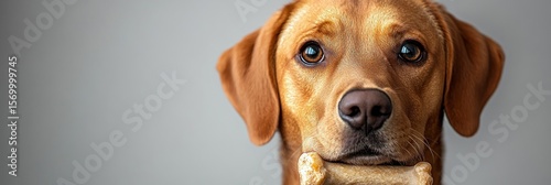 Adorable Fox Red Labrador Retriever Puppy Holding a Bone