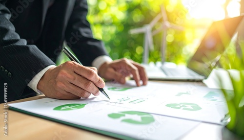 Businessperson analyzing environmental data