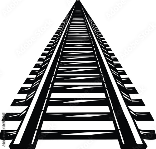 Train Tracks Stretching Set of Silhouette Vector, sketch, bold, pattern, artistic, outline, shadow