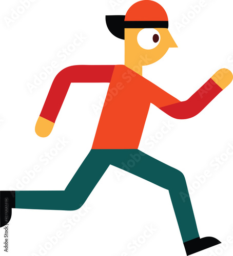 Running Man Icon: A cartoon of running man symbolizes speed and agility in its dynamic pose and flat design.