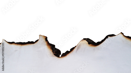 Real Burned Paper Edge, Grunge Texture, bottom side, Isolated on Transparent Background, ideal for design elements