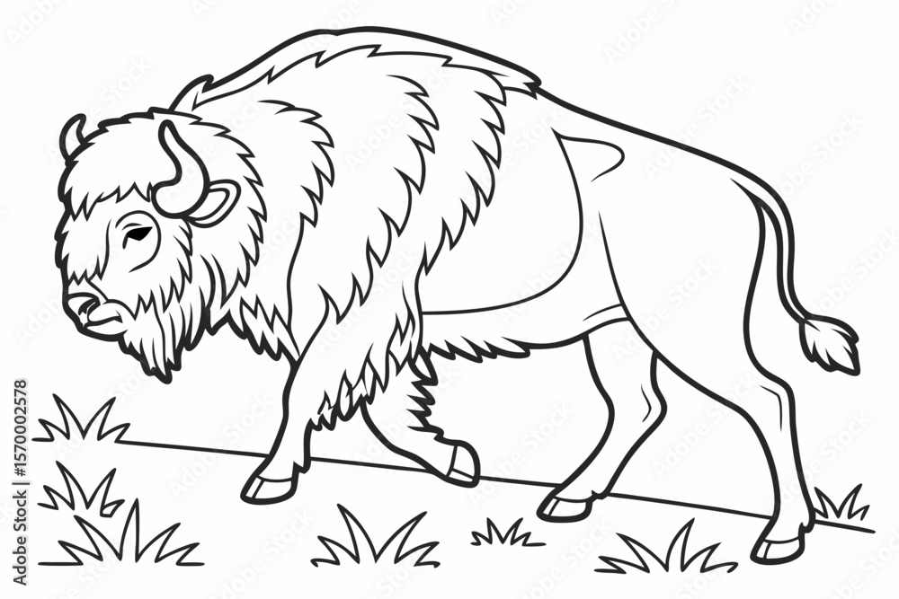 Obraz premium coloring page line art the bison black vector