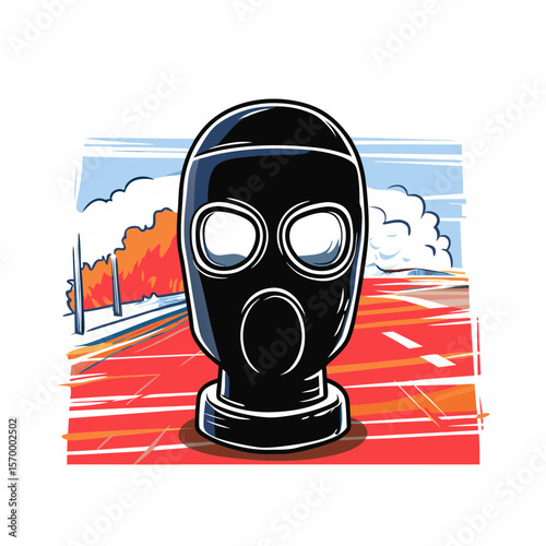 Protester Mask Symbolizing Riot Culture on Bold Background for Social Awareness Campaigns, Articles, and Activism Websites  