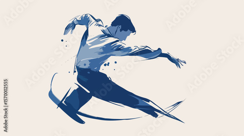 Dynamic Male Figure Skater: Vector Sketch Icon for Design Projects, Websites, and More! sport winter
