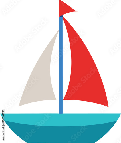 Sailing Away: A vibrant sailboat illustration, depicting a classic nautical vessel gliding on the open water, the sail capturing the wind's embrace.
