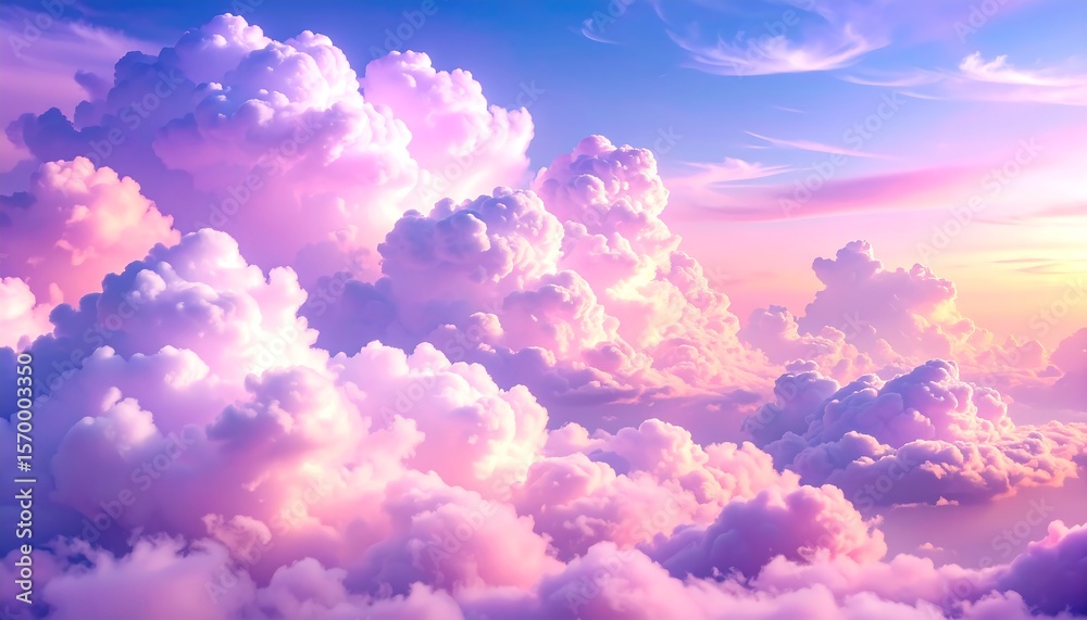 Fluffy clouds, vibrant sunset hues Fluffy clouds, vibrant sunset hues
