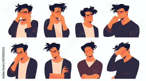 Man's Moods: A Spectrum of Human Emotions and Identity. Diverse expressions, feelings, and inner    