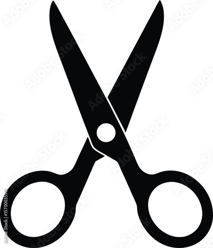 Scissors Silhouette: A clean, minimalistic vector graphic of scissors in sleek black, ready for use in graphic design projects.