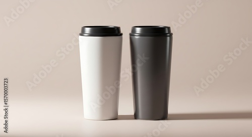 Wallpaper Mural Sleek Modern Travel Mugs White and Gray Reusable Coffee Cups Torontodigital.ca