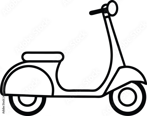 Vintage Scooter: A timeless representation of classic design, featuring a vintage scooter in monochrome against an unassuming backdrop, perfect for illustrating concepts of travel and nostalgia.