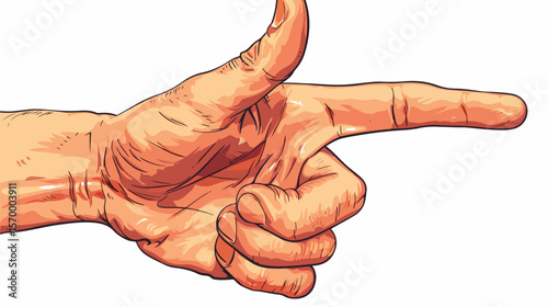 Triumphant Hand Gesture: Victory Sign, Flat Vector Illustration, Isolated on White Background.      