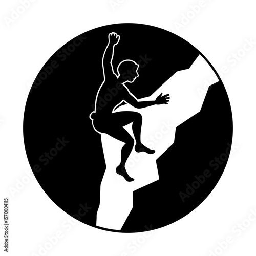 Rock climbing adventure sport extreme climber silhouette vector