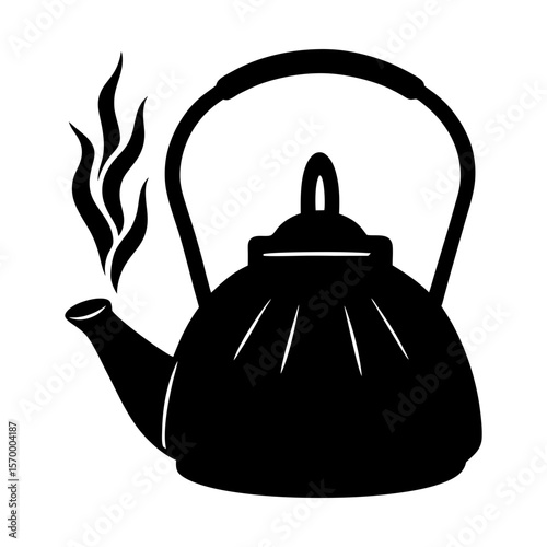 Teapot kettle steam hot beverage drink kitchenware illustration silhouette