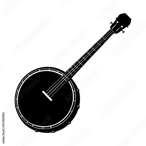 Banjo musical instrument stringed folk acoustic bluegrass icon silhouette