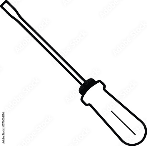 Essential Tool: Minimalist illustration of a sturdy, precision screwdriver, ideal for construction, and mechanical work
