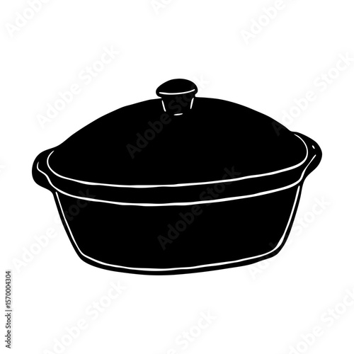 Casserole dish kitchenware cooking pot vector illustration silhouette
