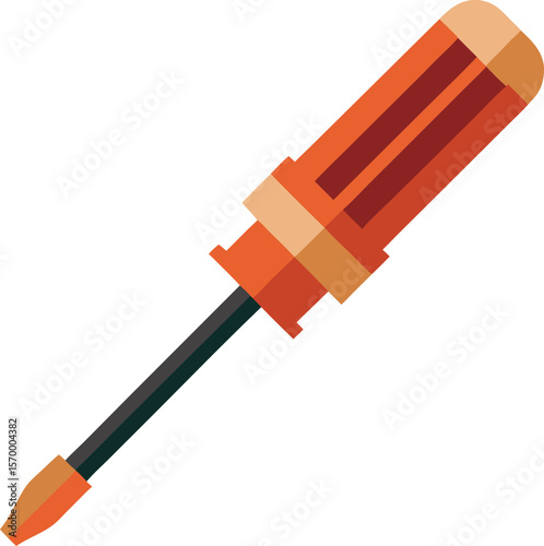 Screwdriver: An orange and brown screwdriver, a simple yet essential tool for various tasks.