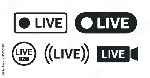 Set of Live Streaming Icons vector illustration of an white background with hearts