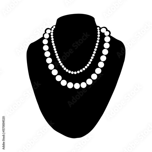 Elegant jewelry pearl necklace fashion accessory mannequin style silhouette