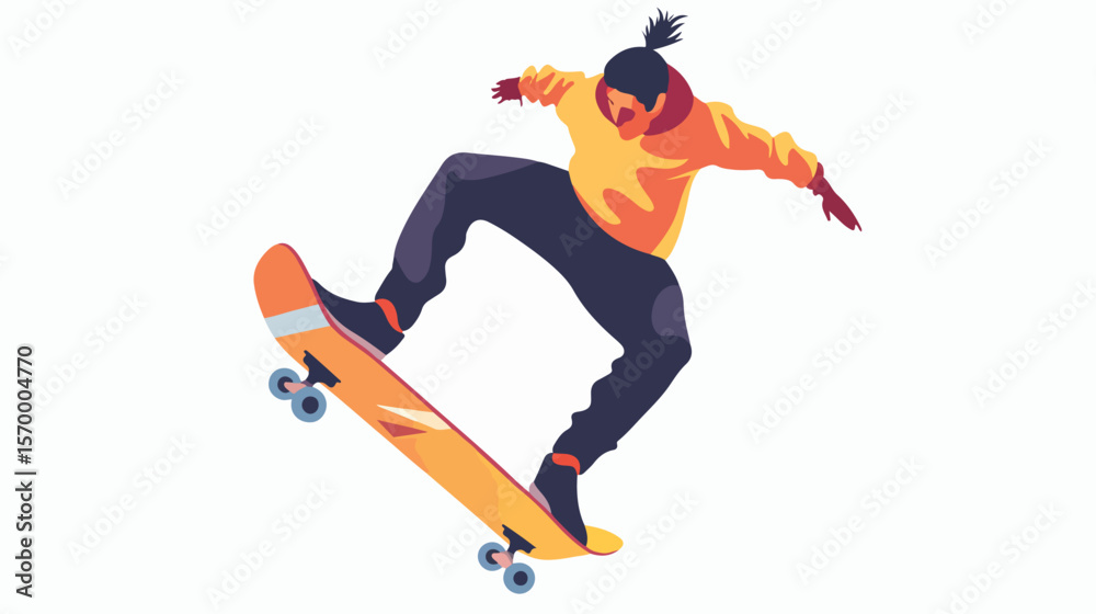 Obraz premium Dynamic Man Leaping from Springboard: Active, Energetic, Vector Illustration, Isolated White 