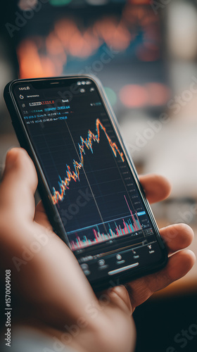 Businessman using a smartphone app to buy or sell shares of stock market. Investment concept