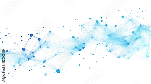 Abstract blue network connection isolated on transparent background
