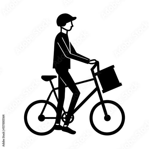 Person riding bicycle vector graphic transportation design art silhouette