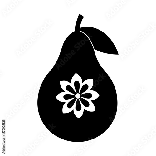 Pear fruit vector design floral element graphic illustration silhouette