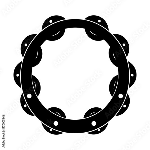 Musical percussion tambourine instrument music rhythm object silhouette