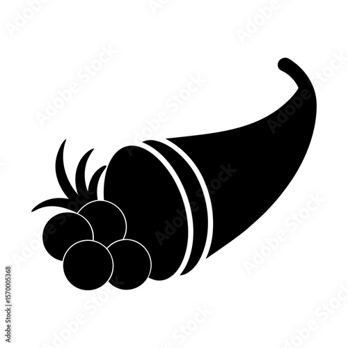 Cornucopia grapes harvest autumn thanksgiving holiday graphic silhouette