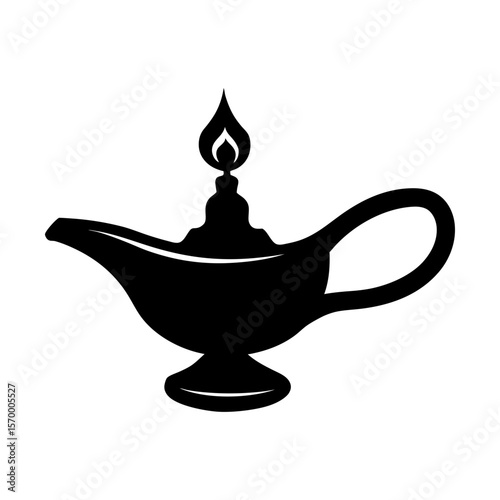 Genie lamp aladdin magic wish golden arabian fairytale symbol silhouette