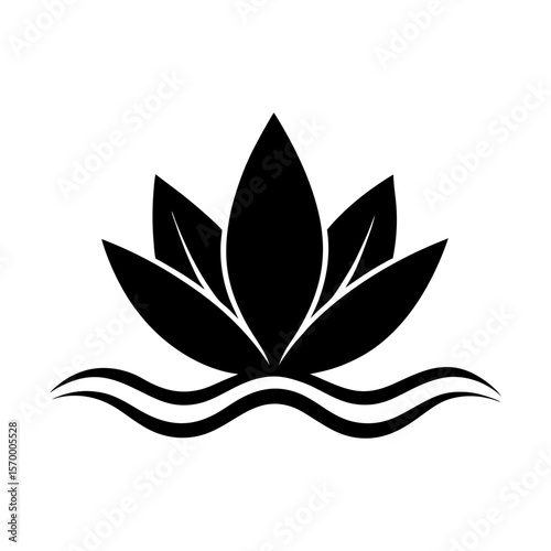 Elegant water lily aquatic plant flower vector illustration silhouette