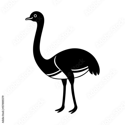 Flightless bird illustration avian wildlife animal vector art silhouette