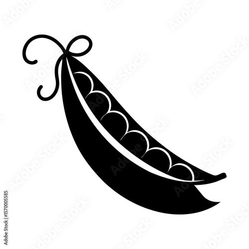 Fresh garden pea pod vegetable healthy food vector illustration silhouette