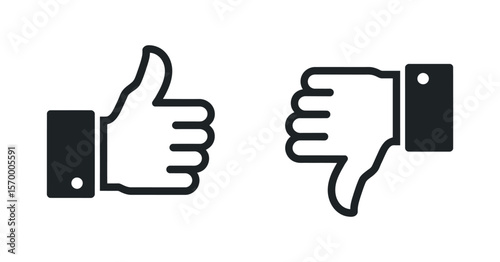 Thumbs Up and Down Icons vector illustration of an white background with hearts