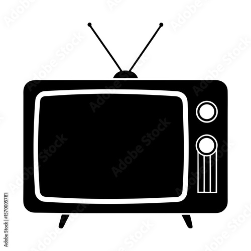 Retro television vintage screen antenna device broadcast media silhouette