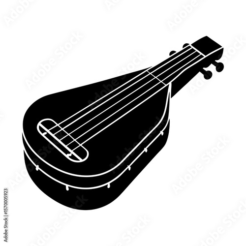 Ancient stringed instrument lute musical icon vector graphic silhouette