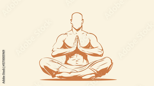 Serene Yoga Man: Hand-drawn Vector Sketch Icon, Perfect for Wellness Websites and Apps, Health and  