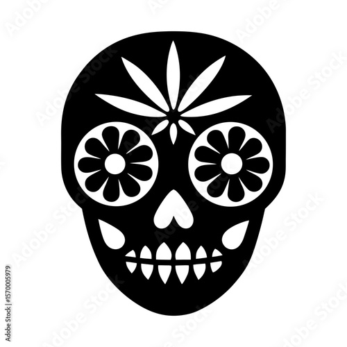 Sugar skull vector dia de muertos day of the dead illustration silhouette