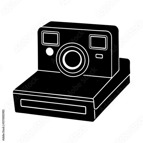 Retro photography instant camera vintage style vector graphic silhouette