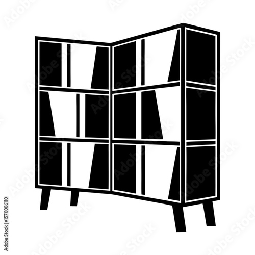 Shelving furniture bookcase storage unit cabinet room interior silhouette