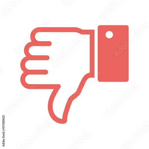 Red Thumbs Down Icon vector illustration of an white background with hearts