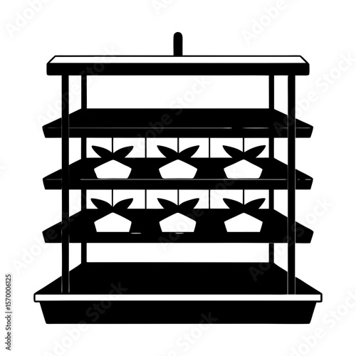 Vertical farming hydroponics indoor garden plant cultivation unit silhouette