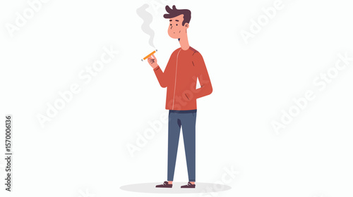 Triumph Over Addiction: A Man's Journey to Quit Smoking, Celebrated in Flat Vector Art. Health,     