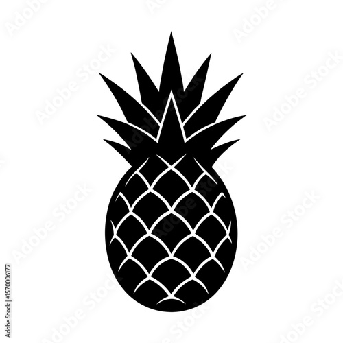 Pineapple tropical fruit summer food exotic vector illustration silhouette