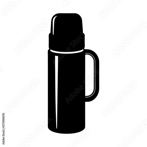 Vacuum flask thermos container beverage hot cold drink travel silhouette
