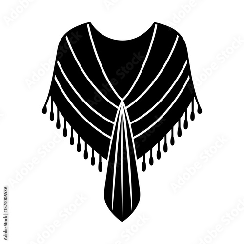Stylish poncho fashion apparel garment clothing vector design silhouette